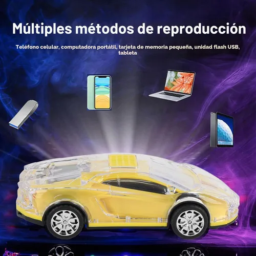 Vista 8 de Yoidesu Altavoz Bluetooth para coche, estilo retro con luces LED, 8.7 pulgadas USB recargable, amarillo