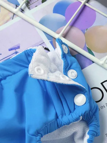 Vista 5 de iiniim Pañales de natación reutilizables para bebés niños y niñas, pañales lavables para piscina, pantalones de natación, color azul, de 12 a 18