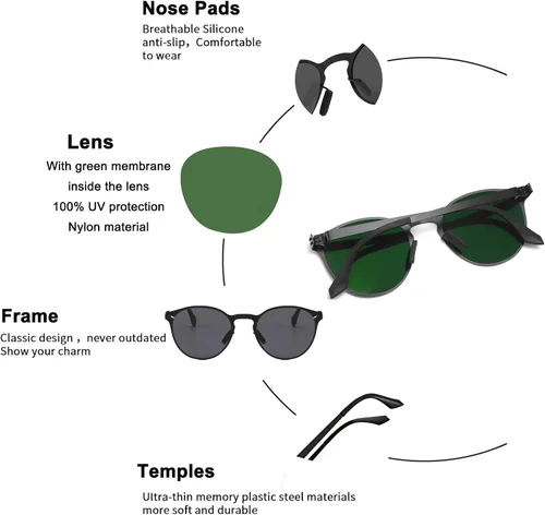 Vista 4 de Fullgren Gafas de sol polarizadas de polígono de gran tamaño para mujeres y hombres, persianas vintage UV400, clásicas grandes gafas de sol de metal