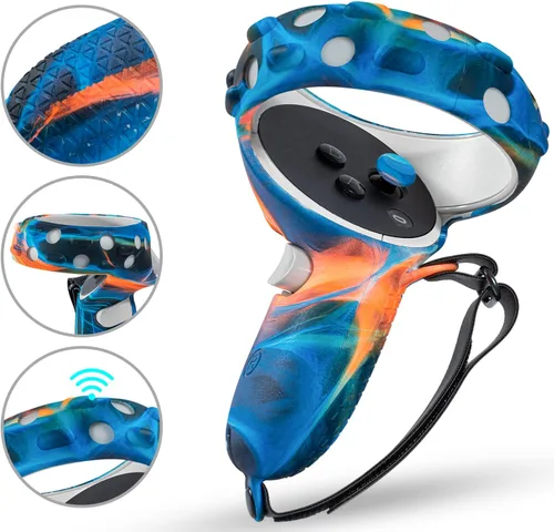 Vista 3 de Compatible with Oculus Quest 2 Accessories for Quest 2 VR Silicone face Cover VR Shell CoverQuest 2 Touch Controller Grip CoverProtective Lens