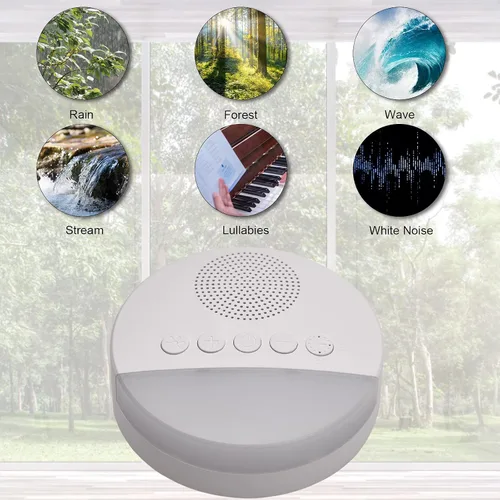 Vista 2 de Máquina de sonido para dormir con 20 sonidos relajantes, luz nocturna y temporizador inteligente para la relajación del sueño