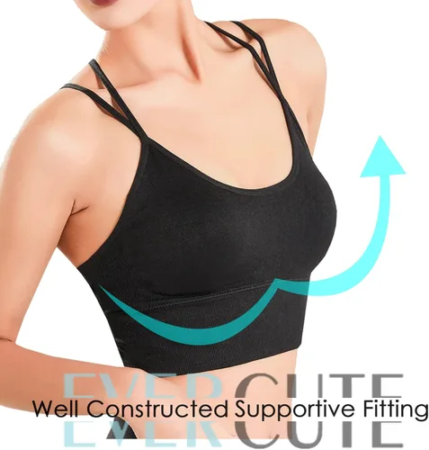 Vista 3 de Evercute - Brasier deportivo con relleno y espalda cruzada brasier con tirantes delgados y cruzados brasier para entrenamiento de yoga entrenamiento