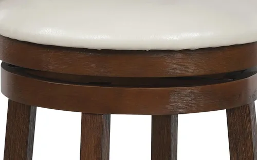 Vista 9 de OSP Home Furnishings Metro - Taburete giratorio de 30 pulgadas con asiento acolchado y reposapiés adjunto, piel sintética color crema con marco