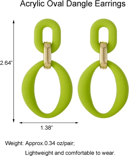 Vista 7 de Aretes rectangulares de acrílico, cuadrados acrílicos, ovalados, aretes de gota para mujer