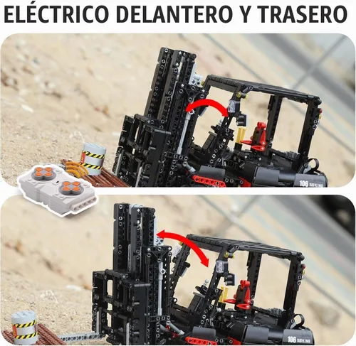 Vista 3 de Mould King 13106 Kit de Bloques de Construcción de Montacargas, Modelo de Camión Elevador de Estantería de Servicio Pesado MOC con Control Remoto
