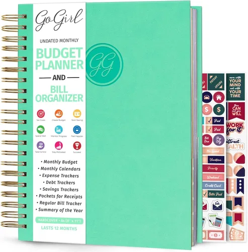 Vista 26 de GoGirl Planificador de presupuesto y organizador mensual de facturas, libro financiero mensual con bolsillos. Cuaderno de seguimiento de gastos
