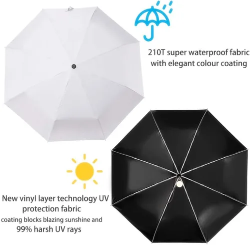 Vista 5 de FDJASGY - Sombrilla de viaje plegable y compacta para protección UV para apertura y cierre automático resistente al viento a la lluvia y al 999