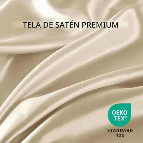 Vista 11 de Madison Park Essentials - Juego de sábanas de satén tamaño matrimonial, 6 Champán