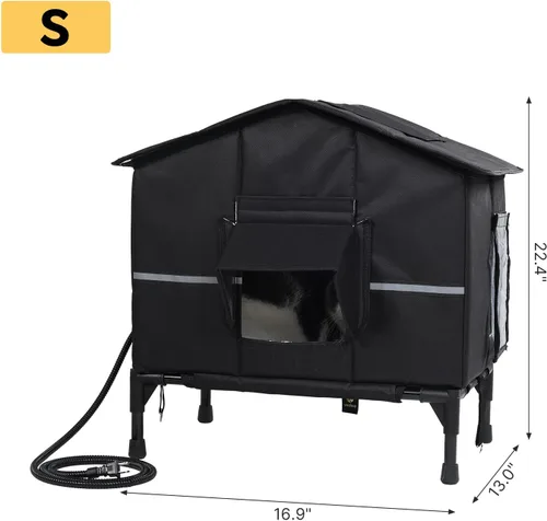 Vista 6 de Veehoo - Casa para gatos climatizada para exteriores, resistente a la intemperie, con aislamiento exterior