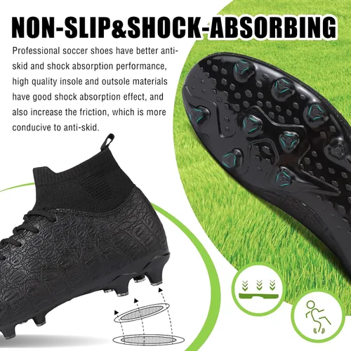 Vista 3 de CBUSTER Tacos de fútbol para hombre, zapatos de fútbol para mujer, tacos de fútbol de césped AGFG