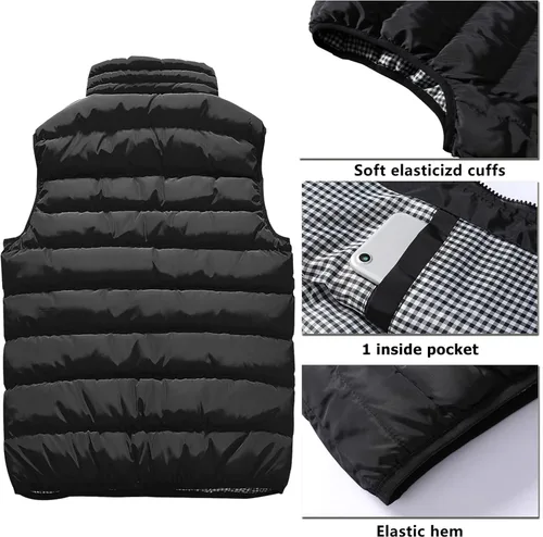 Vista 3 de Vcansion Chaleco de abrigo acolchado con cuello alto casual para hombre
