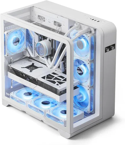 Vista 8 de darkFlash Chasis PC ATX de Torre Media con Pantalla, Tres Lados de Vidrio, Chasis de PC Gaming Dual Curvo de Vista Completa, 4 Ventiladores ARGB PWM