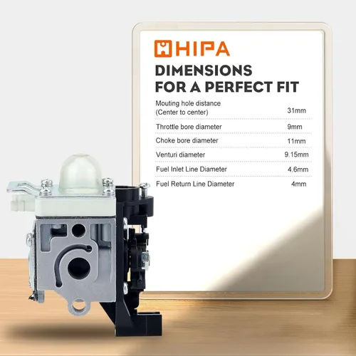 Vista 6 de HIPA Carburador con batería para RePower Kit de mantenimiento para Echo GT225 gt225i gt225l pas225 pe225 ppf225 shc225 srm225 srm225u recortador