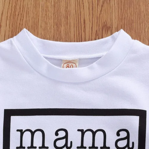 Vista 3 de Suéter de manga larga con estampado Mama is My Bestie para niñas pequeñas, ropa de otoño e invierno