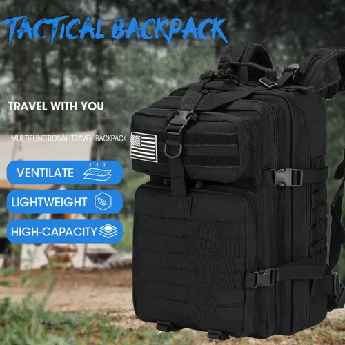 Vista 4 de Phoking Mochila táctica militar 45L Lage Molle mochila de 3 días paquete de asalto mochila camping senderismo mochila Bug Out bolsa mochila