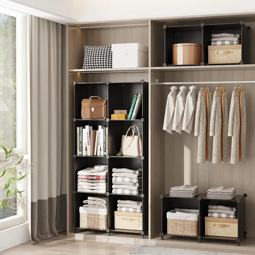 Vista 5 de AWTATOS Organizador de Almacenamiento en Cubos, Estantes de Cubos de Almacenamiento Estantería, 6 Cubos Organizadores de Closet y Almacenamiento