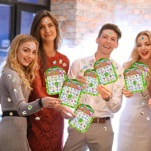 Vista 6 de Juego de bingo de animales para niños y adultos, familia, tarjetas de bingo de animales, reconocimiento de letras, juego de fiesta de safari
