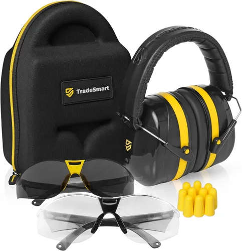 Vista 16 de TradeSmart All-in-One Shooting Ear Protection - Comfort+ NRR 28 Earmuffs, Glasses & Earplugs + Carry Case