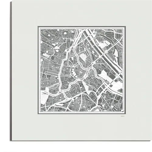 Vista 95 de O3 Design Studio Mapa de corte de papel de París, color negro mate, 20 x 20 pulgadas, arte en papel