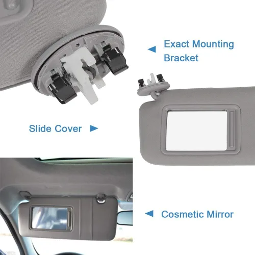 Vista 3 de ECCPP Parasol gris para el lado izquierdo del conductor para Toyota Camry Sedan de 4 puertas con luz de tocador para Toyota Camry Sedan de 4 puertas