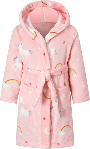 Vista 23 de Batas con Capucha de Forro Polar para Niñas, Bata de Baño Suave Premium Mullida para Niños para Regalos, 2-12 Años Lavanda