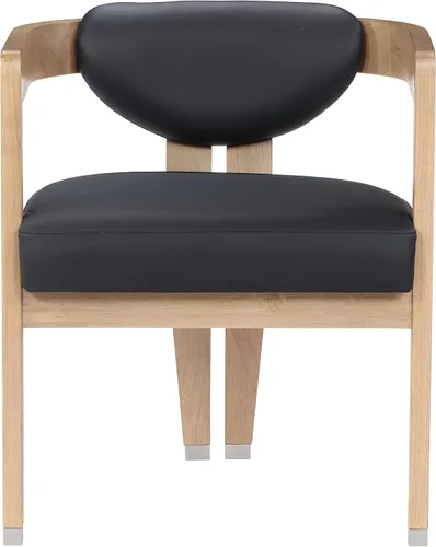 Vista 5 de Meridian Furniture 564Black-C Carlyle Collection Modern Silla de comedor contemporánea, acabado natural cepillado de madera maciza, cuero vegano