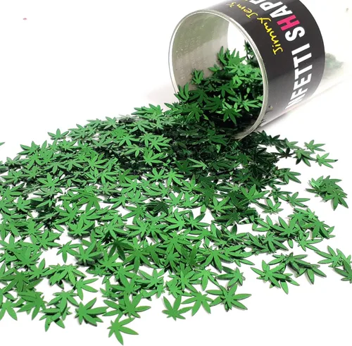 Vista 17 de Hoja de marihuana de confeti 3/4" verde - paquete al por menor #9000 QS0