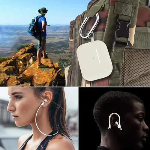 Vista 8 de Sahara - Venture Series - Funda de silicona para AirPods Pro (2ª generación), color blanco nube (HP00053)