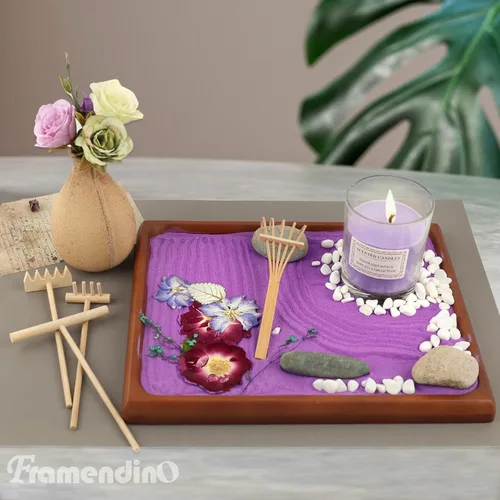 Vista 4 de Framendino, Paquete de 3 mini rastrillos de jardín zen de bambú para arena, accesorios para decoración de escritorio de oficina