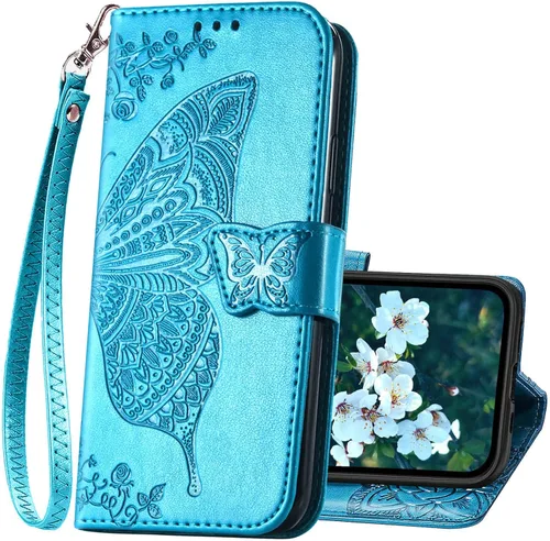 Vista 13 de Funda tipo cartera compatible con iPhone 14 para mujer, color negro
