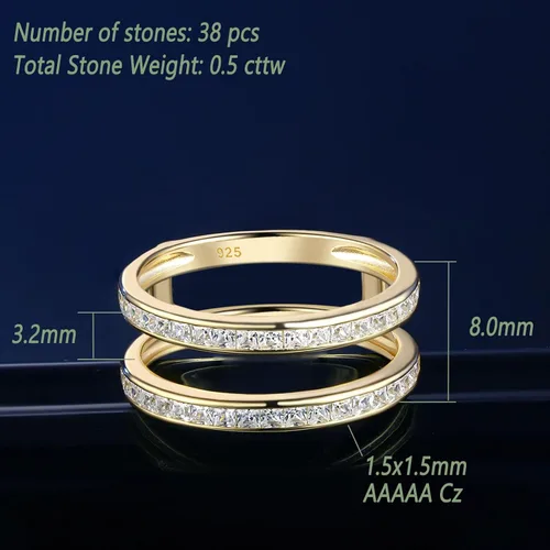 Vista 5 de Wuziwen Anillo realzador vintage de princesa para mujer, plata de ley 925 AAAAA CZ