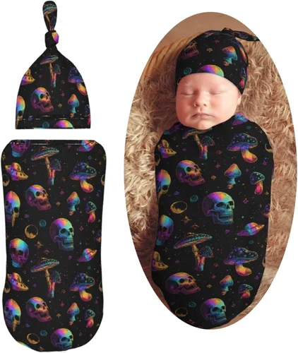 Vista 16 de Manta de bebé para recién nacido con gorro, saco de dormir suave para bebé, elástico y ajustable, mantas para recibir