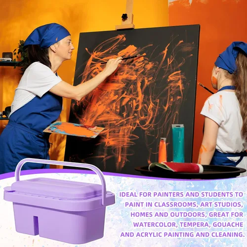 Vista 7 de Teenyyou 4 piezas de limpiador de pinceles de pintura 3 en 1 multifunción soporte para lavabo y organizador con soporte para pinceles, bandeja