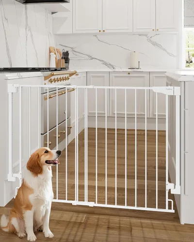 Vista 23 de Cumbor 29.2–43" Puerta de bebé para escaleras, de montaje en pared (se requiere taladrar), puerta para perros expandible sin barra inferior, puerta