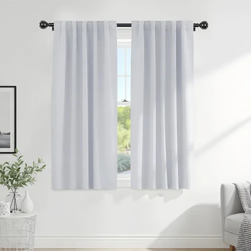 Vista 18 de PONY DANCE Cortinas cortas con aislamiento térmico para ventana pequeña, para guardería, baño, cocina, lavandería, caravana, sótano, 29 pulgadas