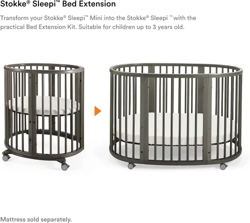 Vista 2 de Stokke Sleepi - Extensión de cama, color gris brumoso, convierte la mini cuna Sleepi en cama Sleepi, adecuada para niños de hasta 3 años, el colchón