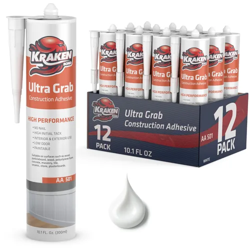 Vista 7 de Kraken Bond Adhesivo de construcción blanco resistente (1 x 10.1 onzas líquidas) Adhesivo para azulejos de curado rápido para proyectos