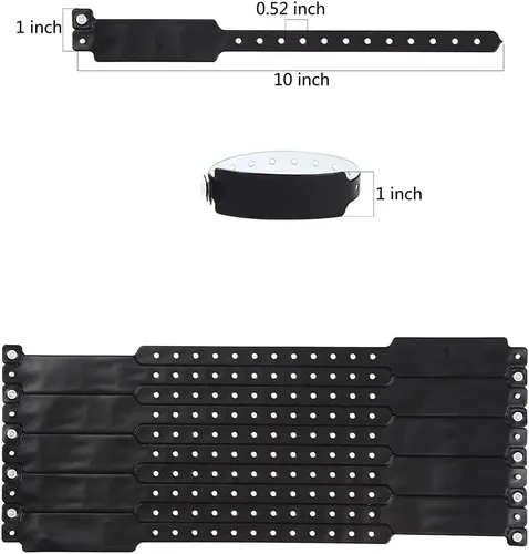 Vista 2 de Fivepeans - Paquete de 500 pulseras de plástico negro para eventos, pulseras de vinilo para fiestas Vinyl Plastic Wristbands for Concerts, Parties