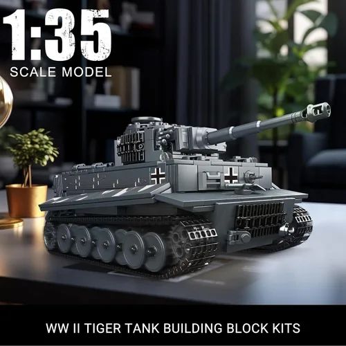 Vista 2 de Mould King MOC - Bloques de construcción de tanque de tigre, control remoto por aplicación, kit de bloques de construcción de modelo de vehículo