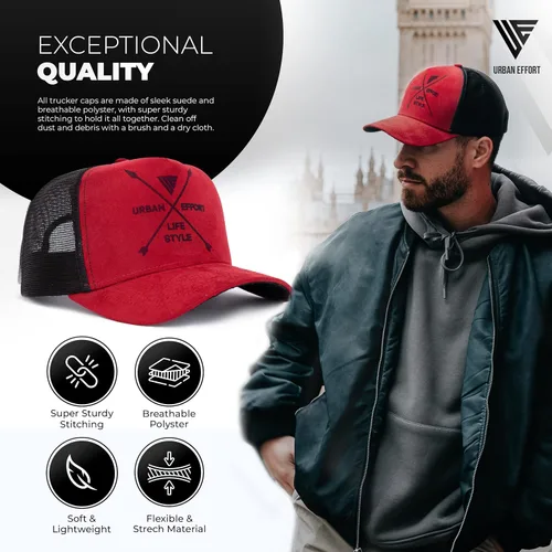 Vista 31 de Urban Effort Gorra trasera de malla, para hombres y mujeres, gorra de béisbol de 5 paneles, gran cierre a presión para caza y senderismo
