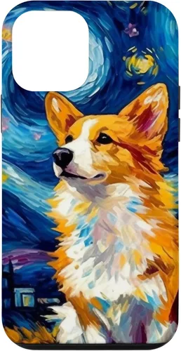 Vista 16 de Carcasa para iPhone 16 Welsh Corgi Dog Starry Night Van Gogh Welsh Corgi