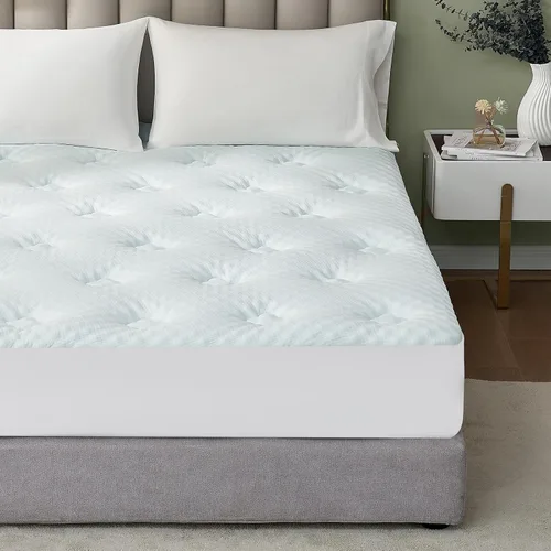 Vista 13 de Hansleep - Cubrecolchón de espuma viscoelástica tamaño individual Viscose Derived from Bamboo, Twin Size Mattress Pad Cover for Back Pain Relief