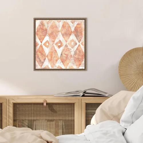 Vista 5 de Amanti Art Framed Canvas Wall Art 16x16 Red Earth Textile VI by June Erica Vess, Framed Wall Art Canvas, Abstract Artwork, Traditional Decor, Small