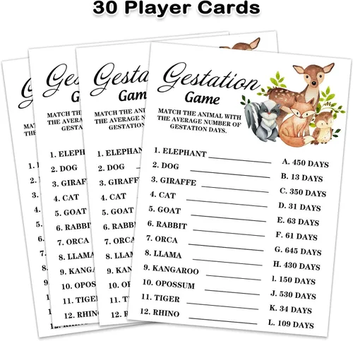 Vista 2 de Tarjetas de juego para baby shower, tarjeta de juego de gestación de animales de safari para fiesta de baby shower, divertidas ideas