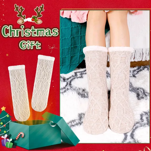 Vista 6 de Calcetines de invierno para mujeres de punto antideslizante sudor caliente lindo dibujos animados animales calcetines de pantuflas felpudo