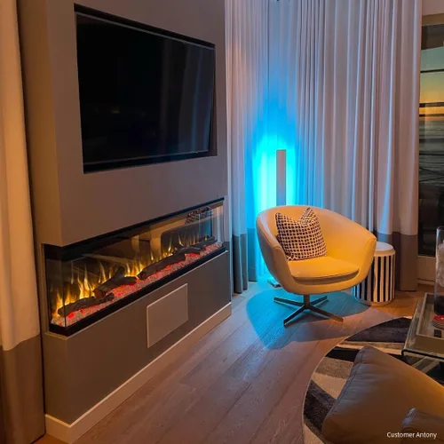 Vista 4 de Touchstone Sideline Infinity Pro Chimenea Eléctrica Inteligente de 3 Lados de 40" Habilitada para WiFi - 80064 - Empotrada - 6 Colores de Llama