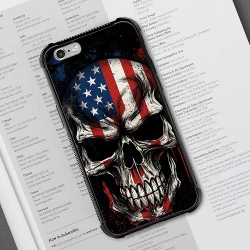 Vista 109 de Funda compatible con iPhone 8, a prueba de golpes, antiarañazos, bandera de ciervos de cola blanca de grano de madera estadounidense