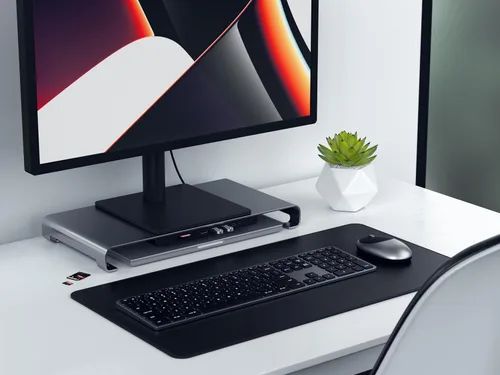 Vista 7 de Satechi - Soporte para monitor USB-C Hub, 3 puertos USB 3.0, para computadoras de escritorio USB-C data port, micro/SD card readers, audio jack
