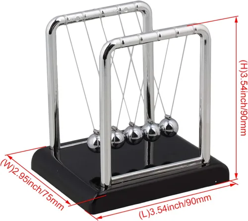Vista 5 de Bolas de equilibrio clásicas de Newtons con base negra y bola de metal plateada para decoración del hogar y escritorio de ciencia