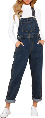 Vista 11 de luvamia - Overol de mezclilla ajustable y elástico para mujer, con pechera, jeans, pantalones, jumpsuits A1 Cody Blue